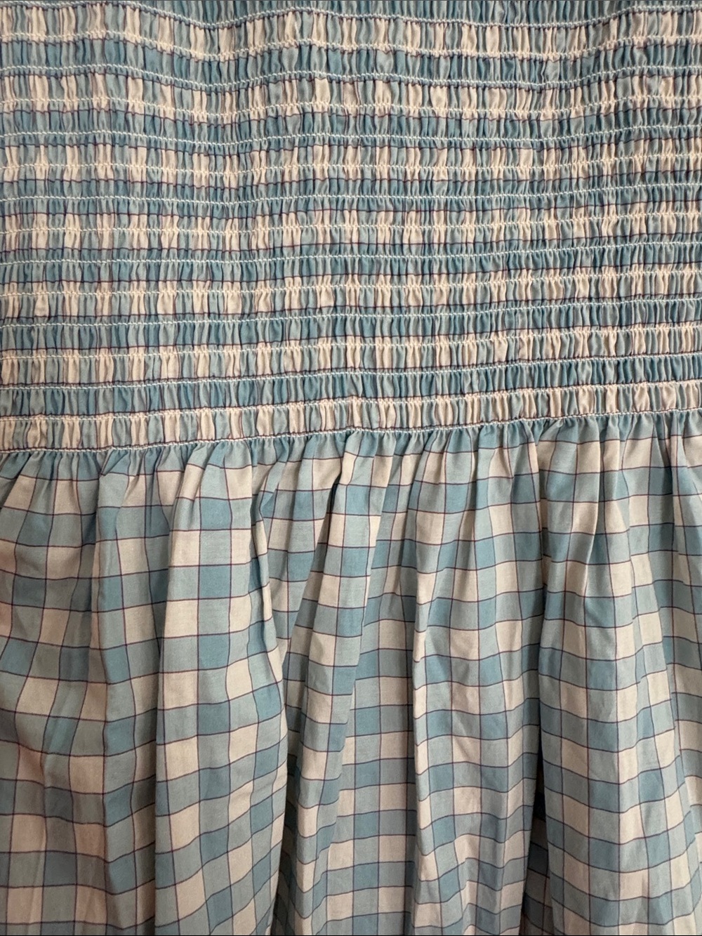 Hill House Home Cosima Smocked Gingham Maxi Dress — Light Blue & Cream - Picture 7 of 9